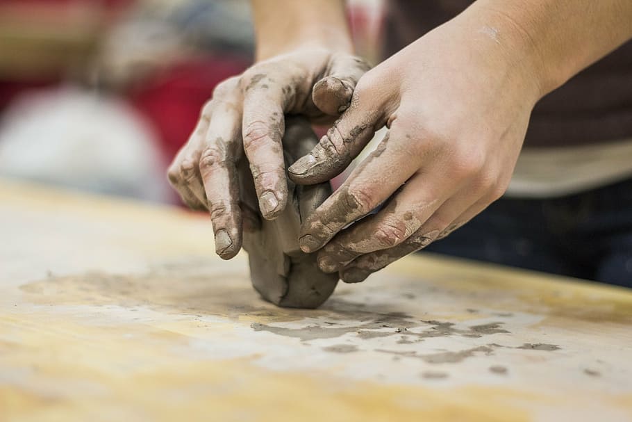 clay hands sculpting art